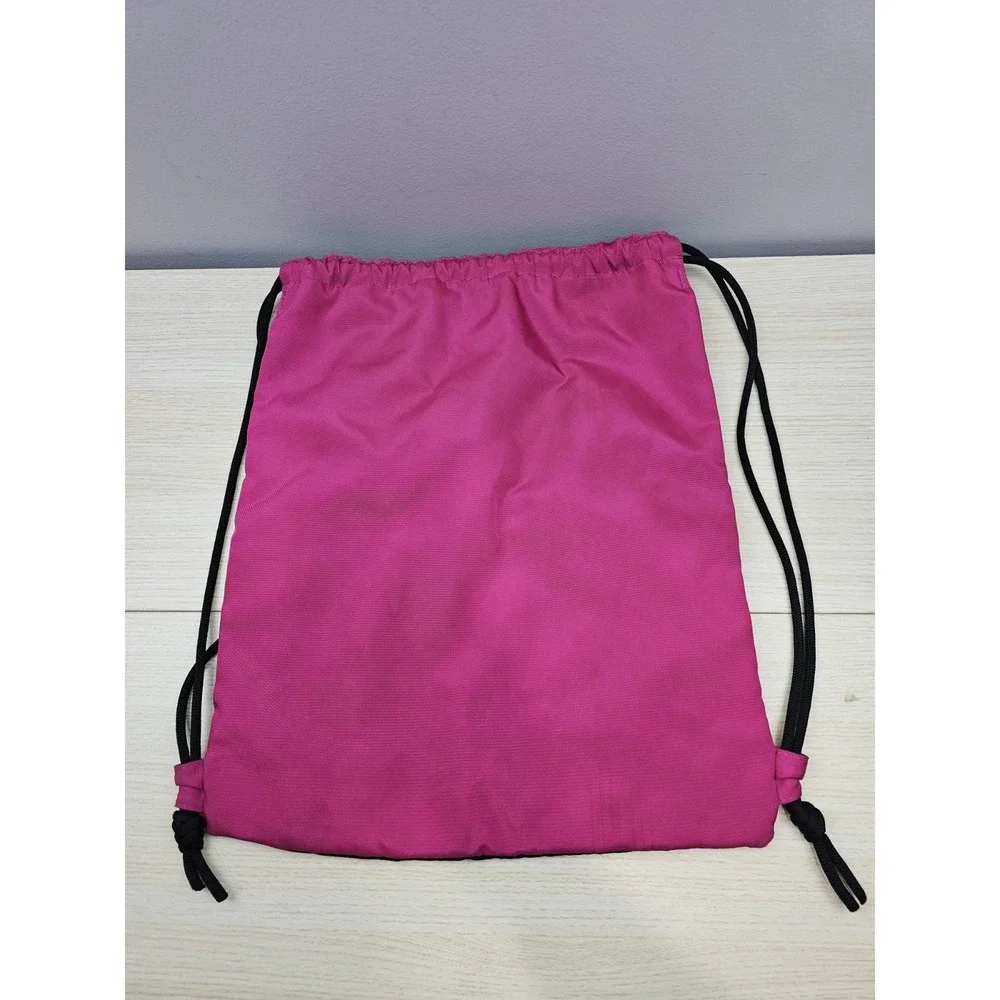 Under Armour Pink Drawstring Sackpack Gym Bag Backpack UA Logo Pattern Zip Pocke